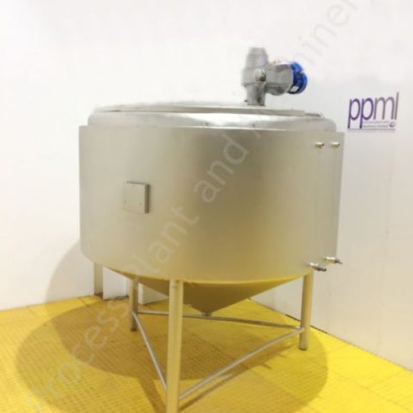 2,000 Ltr Stainless Steel Jacketed Tank with Top-Mounted Paddle Mixer